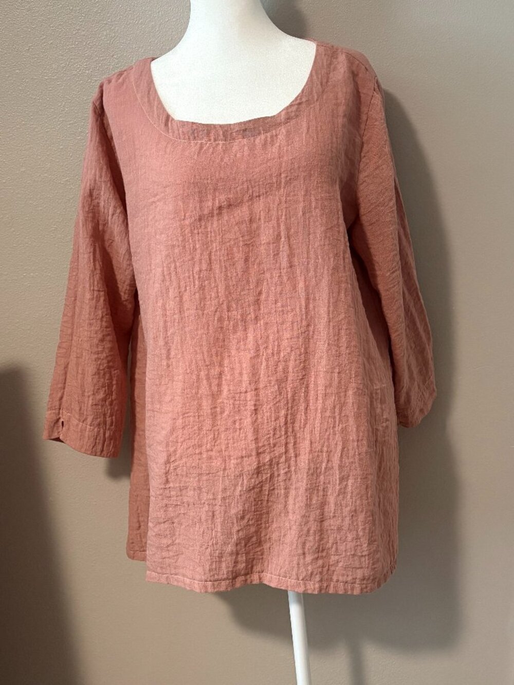 Cut Loose USA Crinkle Tunic Pink/Terra Cotta 3/4 Sleeves M Excellent